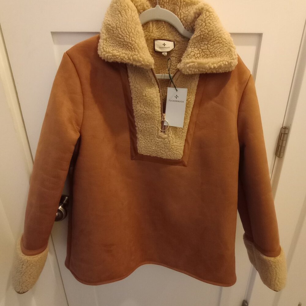 Tuckernuck Shearling 3/4" Zip Pullover, Medium NWT - image 2